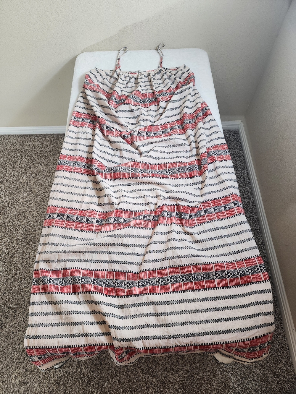 Madewell Boho Tribal Print Cotton Maxi Dress Red White Black Size M - Picture 4 of 11